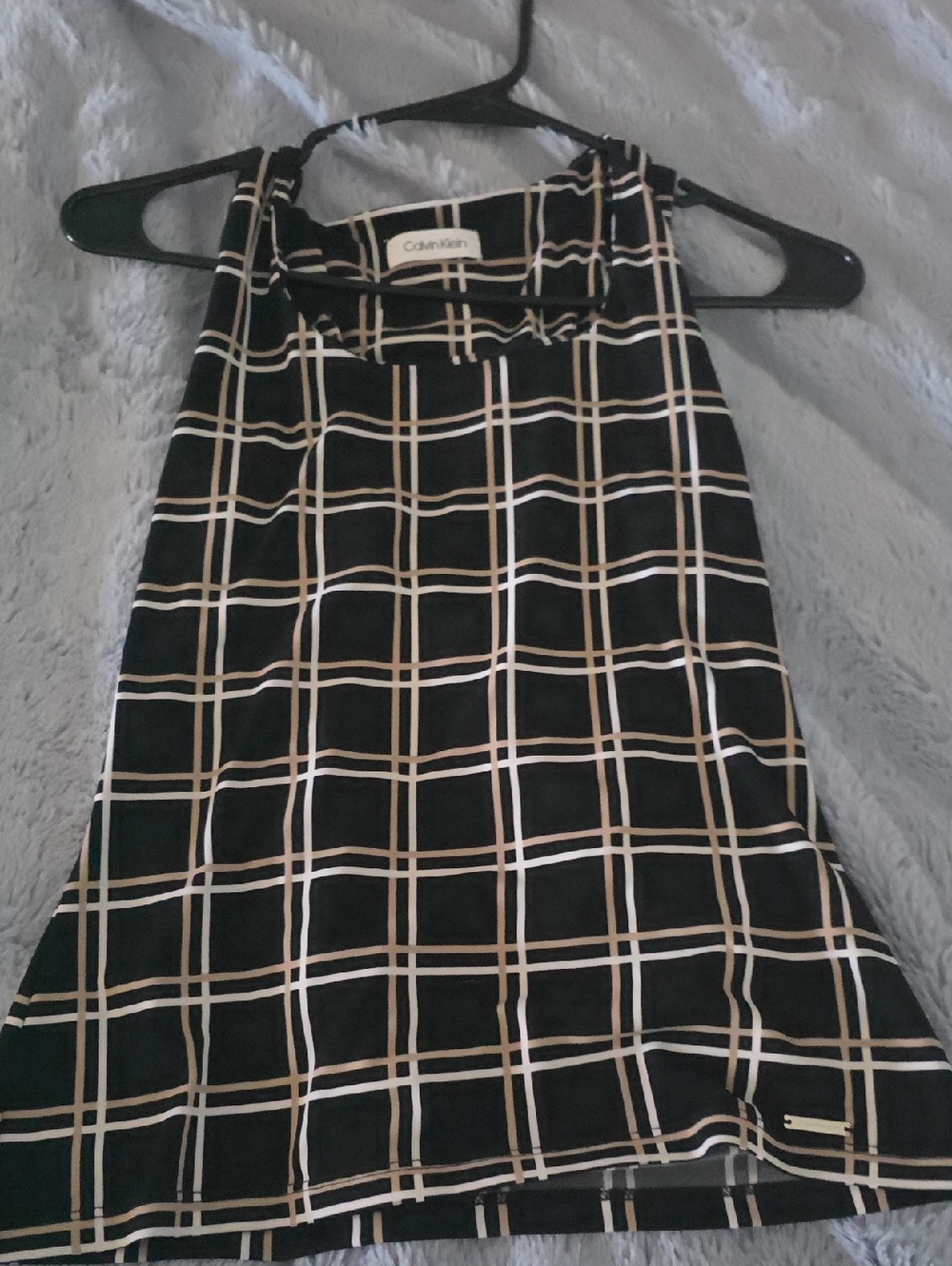 Calvin Klein Black Plaid Halter Top
